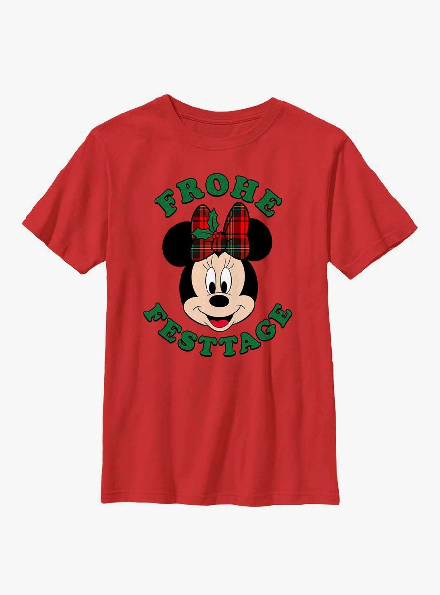 Kids * | Lower Price Disney Minnie Mouse Frohe Festtage Happy Holidays In German Youth T-Shirt