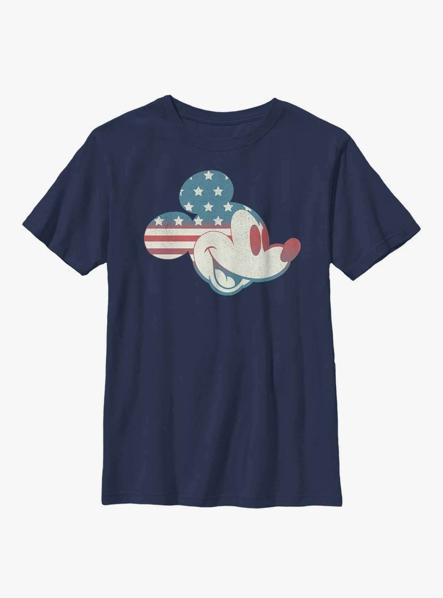 Kids * | Disney Mickey Mouse Mickey Americana Flag Fill Youth T-Shirt Flash Sale