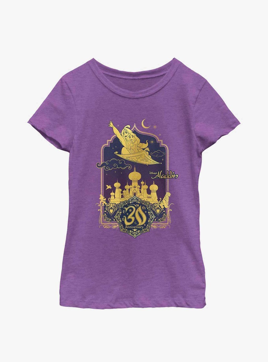 Kids * | Shoping Disney Aladdin 30Th Anniversary Aladdin & Jasmine Flying Carpet Youth Girls T-Shirt