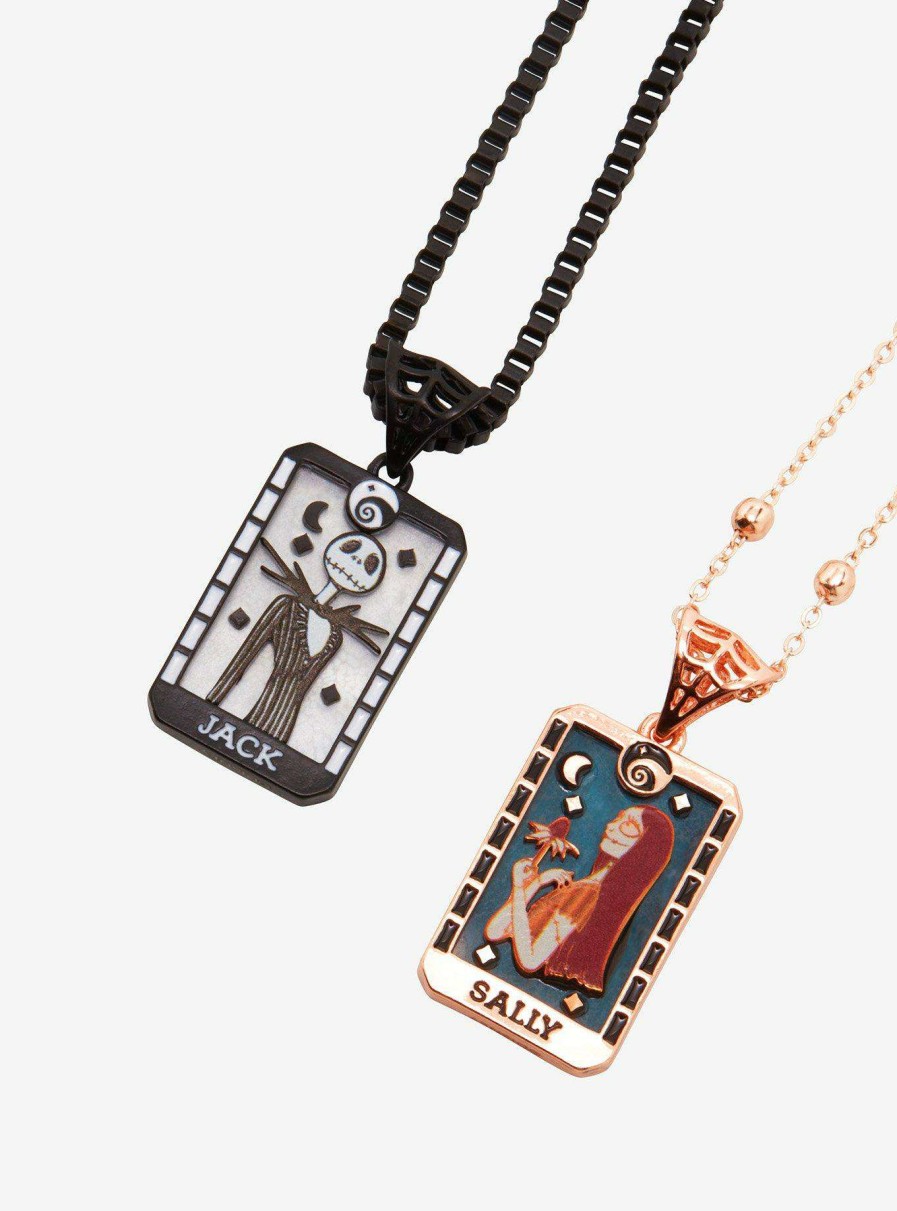 Accessories * | Limit Offer Disney The Nightmare Before Christmas Jack Skellington & Sally Tarot Cards Bestie Necklace Set Boxlunch Exclusive