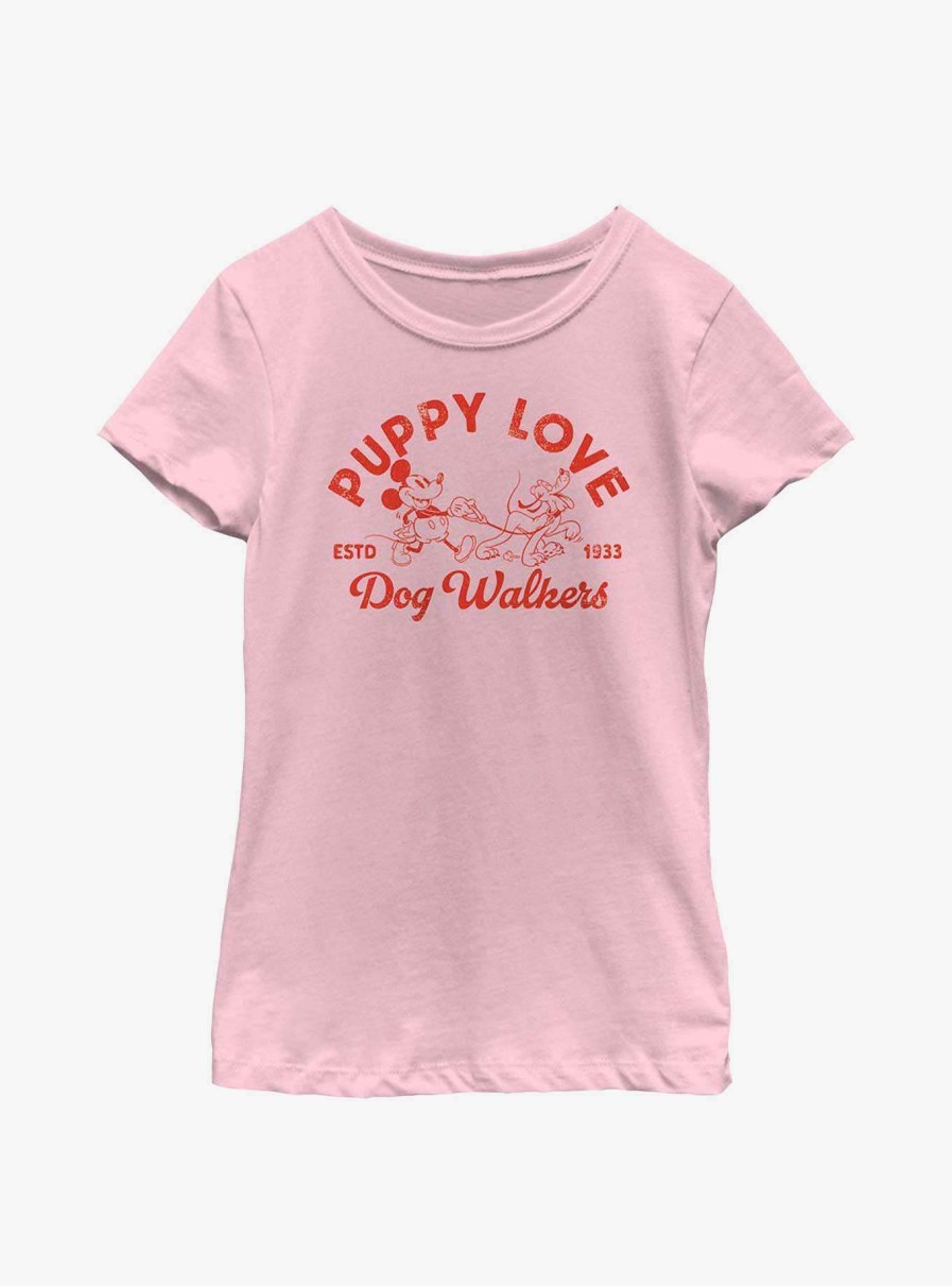 Kids * | Lower Price Disney Mickey Mouse Puppy Love Youth Girls T-Shirt