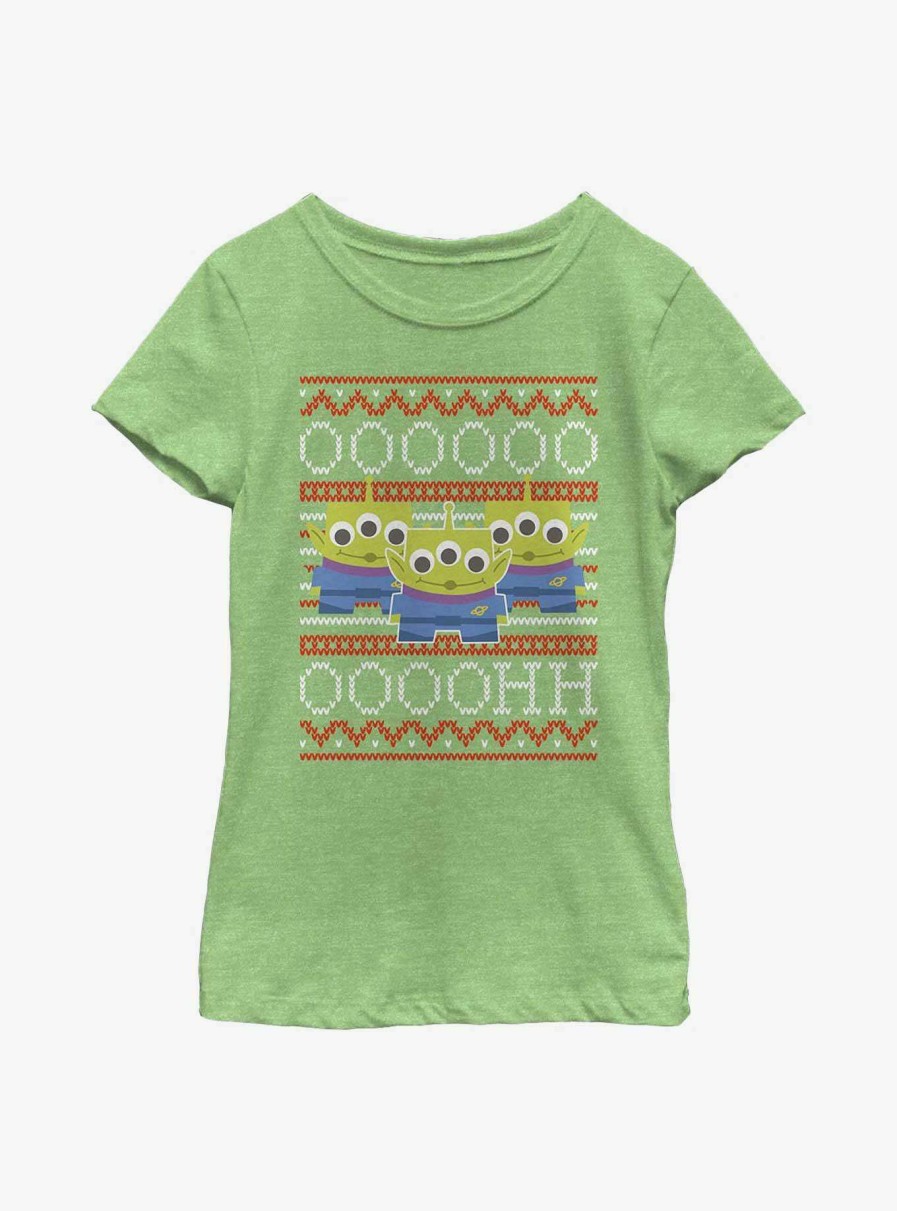 Kids * | Disney Pixar Toy Story Aliens Ugly Sweater Pattern Youth Girls T-Shirt Best Sellers