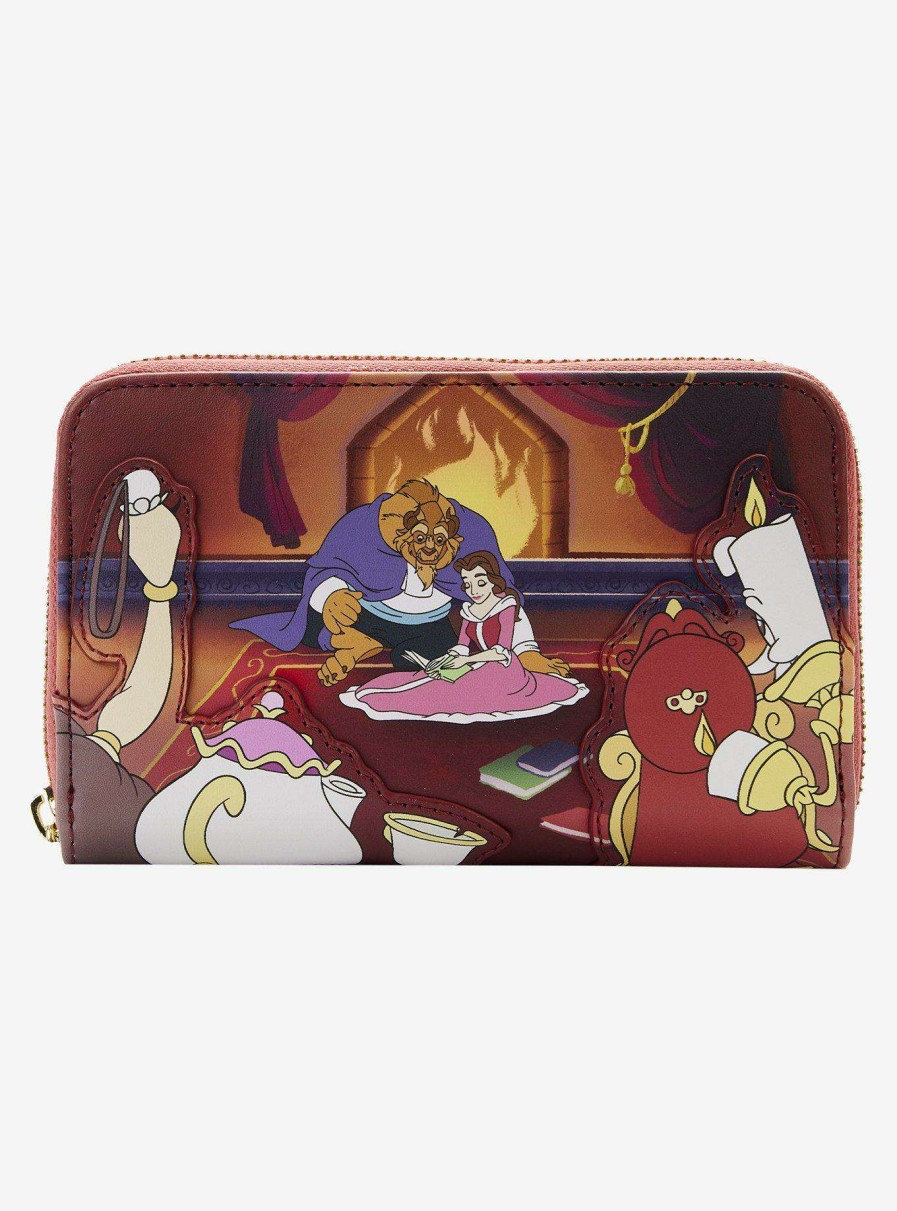 Bags * | Shoping Loungefly Disney Beauty And The Beast Library Small Zip Wallet