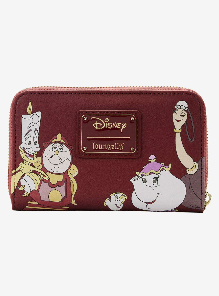 Bags * | Shoping Loungefly Disney Beauty And The Beast Library Small Zip Wallet