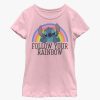 Kids * | Disney Lilo And Stitch Follow Your Rainbow Youth Girls T-Shirt Best Sellers