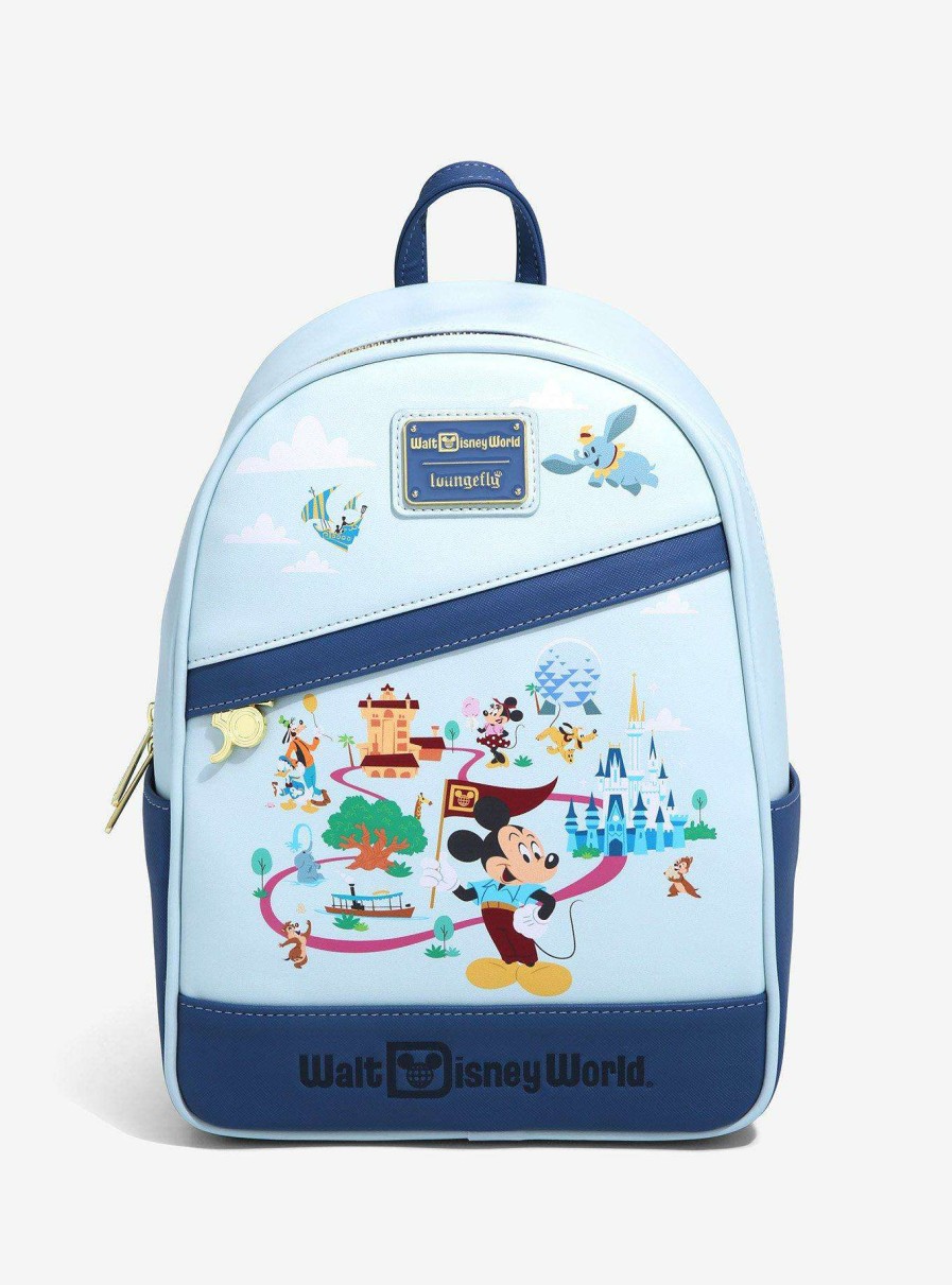 Bags * | Hot Sell Loungefly Disney Walt Disney World 50Th Anniversary Mickey Mouse Resort Tour Guide Mini Backpack Boxlunch Exclusive