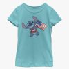 Kids * | Disney Lilo & Stitch Tropic Stitch Flag Youth Girls T-Shirt Original