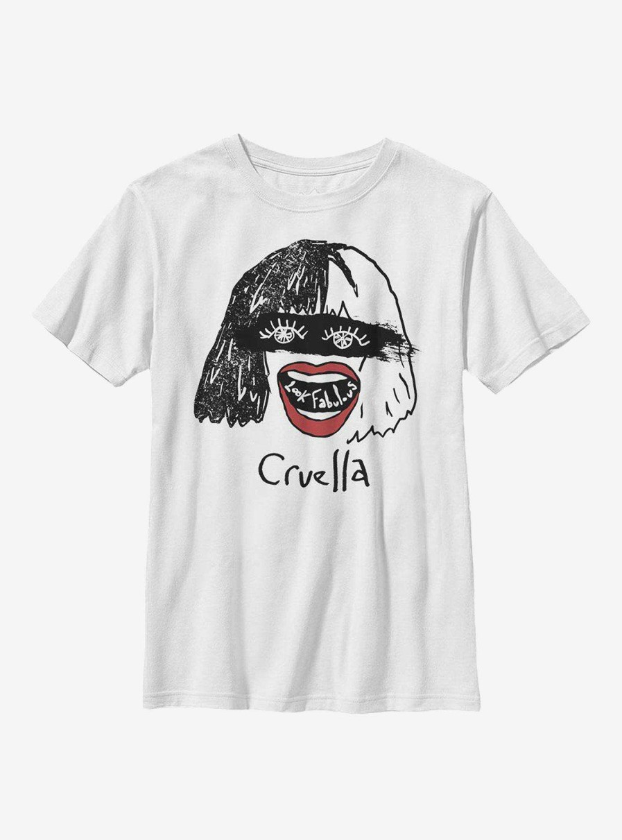 Kids * | Disney Cruella Look Fabulous Drawing Youth T-Shirt Discount Sale