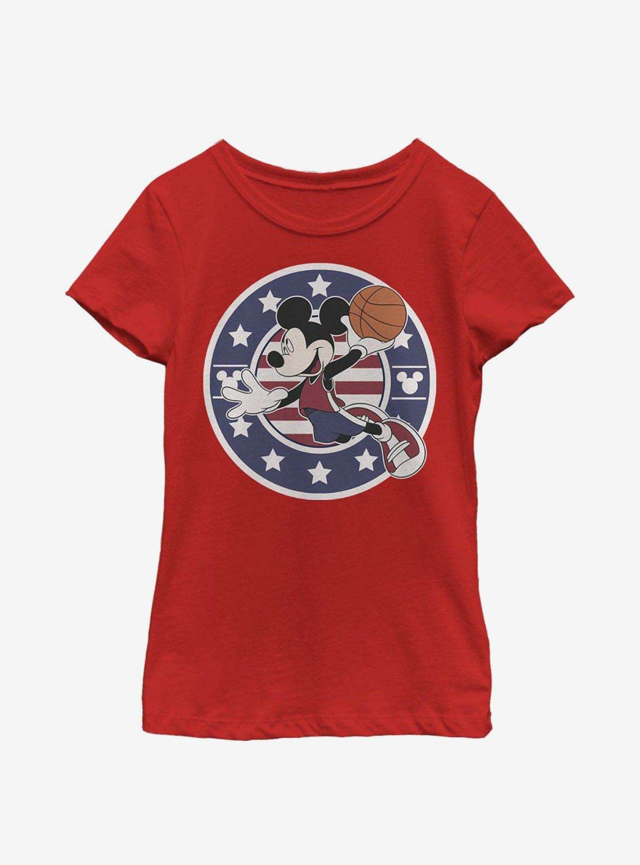 Kids * | Disney Mickey Mouse B Ball Americana Youth Girls T-Shirt Outlet