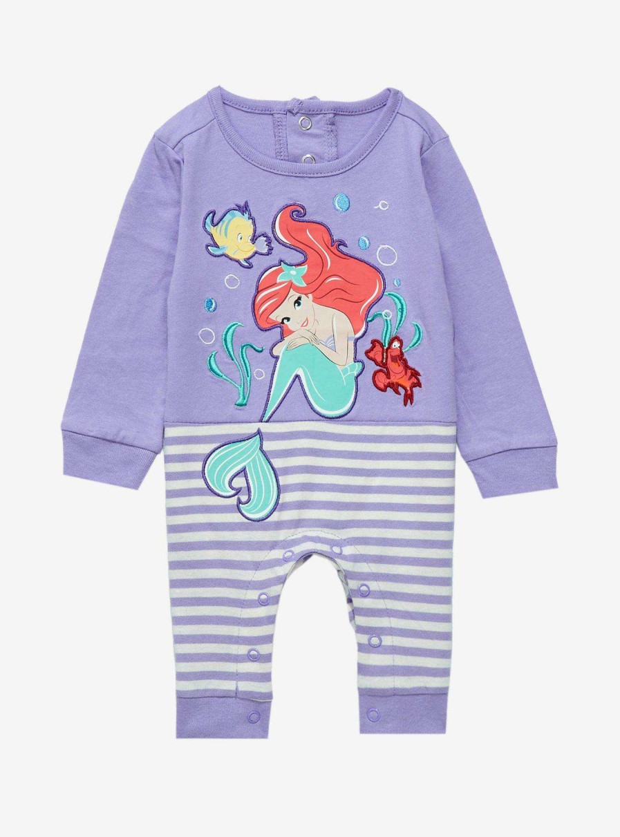 Kids * | Exclusive Design Disney The Little Mermaid Ariel & Friends Striped Infant One-Piece Boxlunch Exclusive