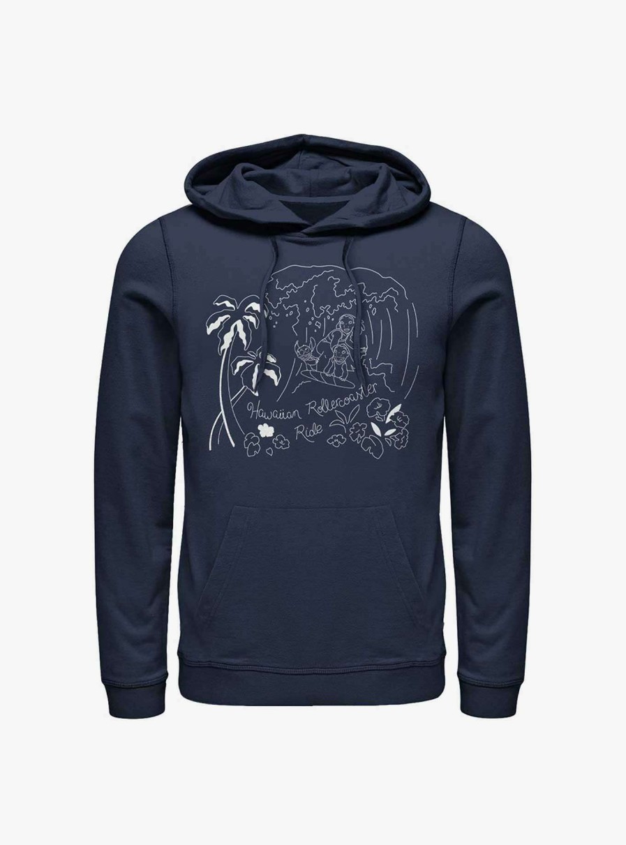 Adults * | Disney Lilo & Stitch Surf Line Art Hoodie Outlet