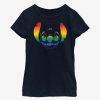 Kids * | Disney Lilo And Stitch Pride Big Face Stitch Pride Youth T-Shirt Top Sellers