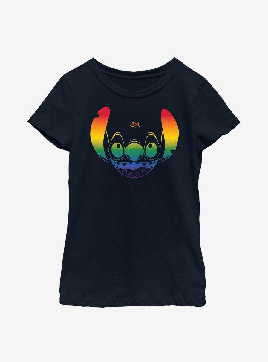 Kids * | Disney Lilo And Stitch Pride Big Face Stitch Pride Youth T-Shirt Top Sellers